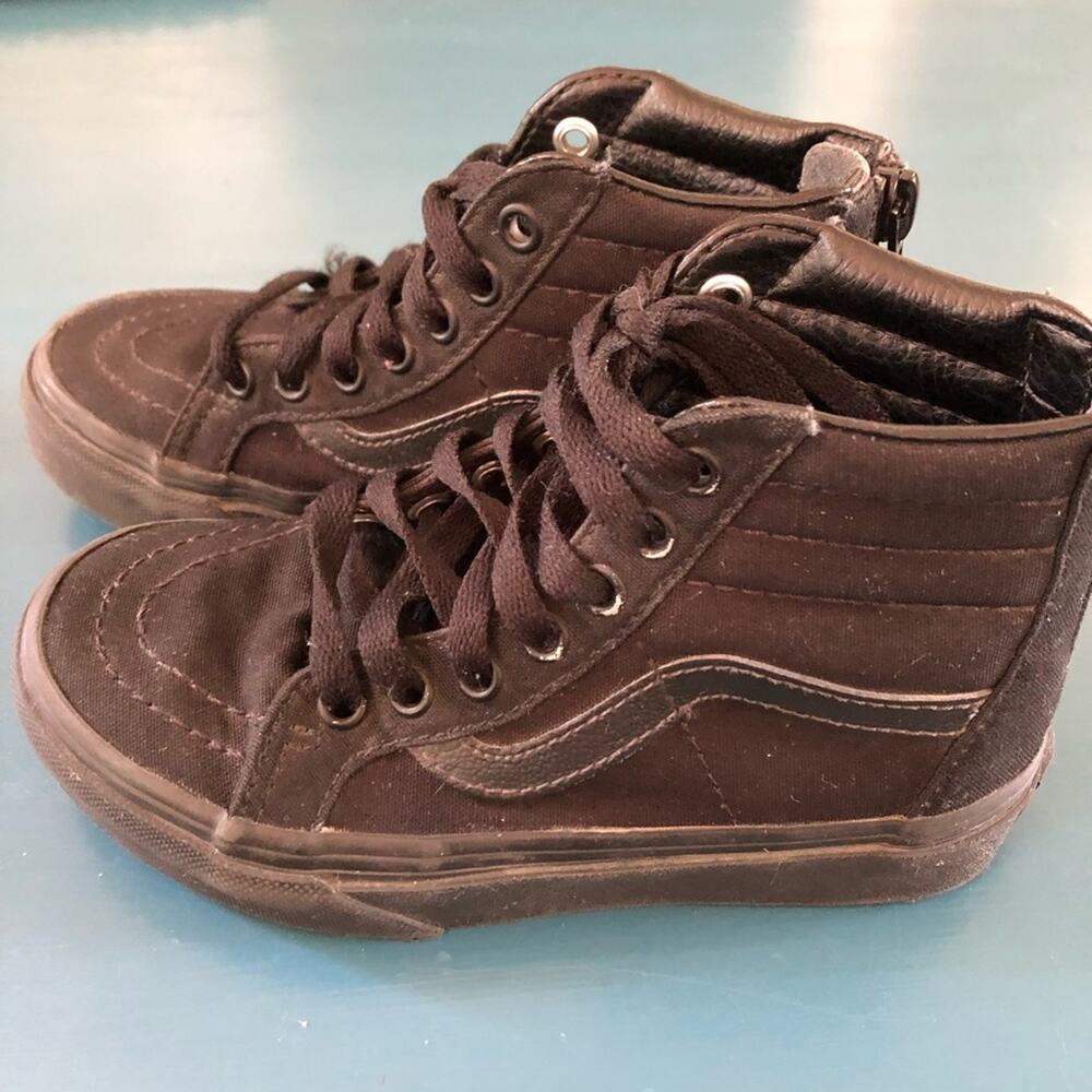 Vans Sk8-Hi Zip Kids Black Hi Tops Size 12.5 - Picture 3 of 7